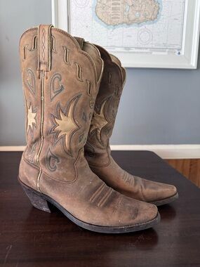 Ariat Leather Cowboy Boots with Embroidery